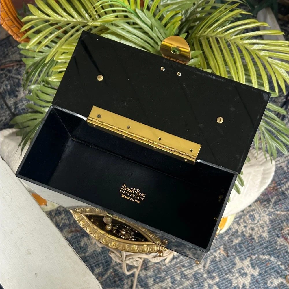 Vintage DORSET Black and Gold Lucite Box Bag